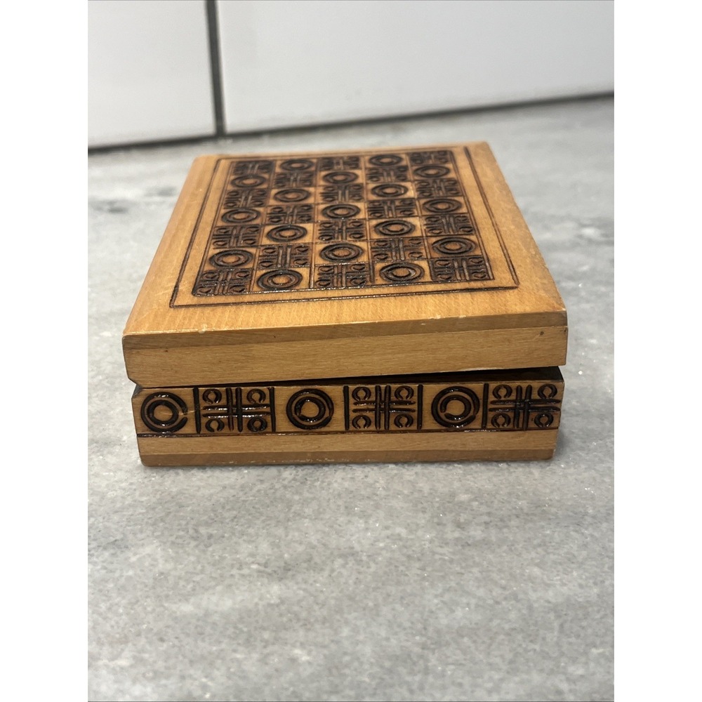 Vintage Wooden Trinket Jewelry Box Hand Carved Hand Made- European - Picture 4 of 8